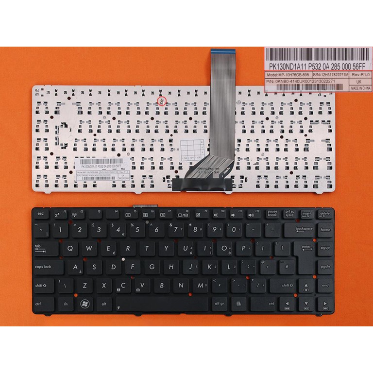 Πληκτρολόγιο Asus A45A K45VM K45VS A85A, Μαύρο,UK + BG layout