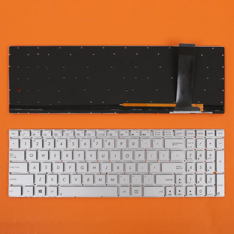 Πληκτρολόγιο Asus N56V U500VZ N76 R500V R505 S550C A56 N750, Ασήμι με Backlit, US