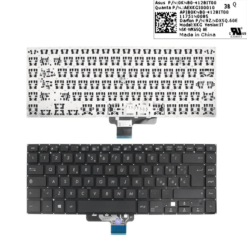 Πληκτρολόγιο Asus VivoBook 15 X510UA X510UQ F510UA, Μαύρο,UK ( +BG Print)