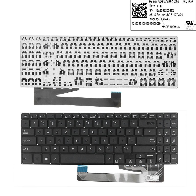 Πληκτρολόγιο Asus X560, Μαύρο, US/UK