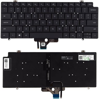 Πληκτρολόγιο Dell Latitude 7410 14-7410 2-in-1, Μαύρο, χωρίς πλαίσιο, Backlit, US/UK