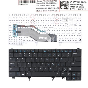 Πληκτρολόγιο Dell Latitude E6420, Μαύρο, με Pointing Stick, US/UK