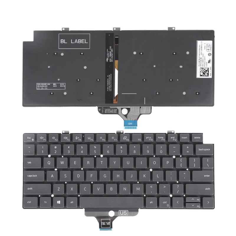 Πληκτρολόγιο Dell Latitude 13-7300 7320 E7320 5320, Μαύρο με Backlit, US/UK