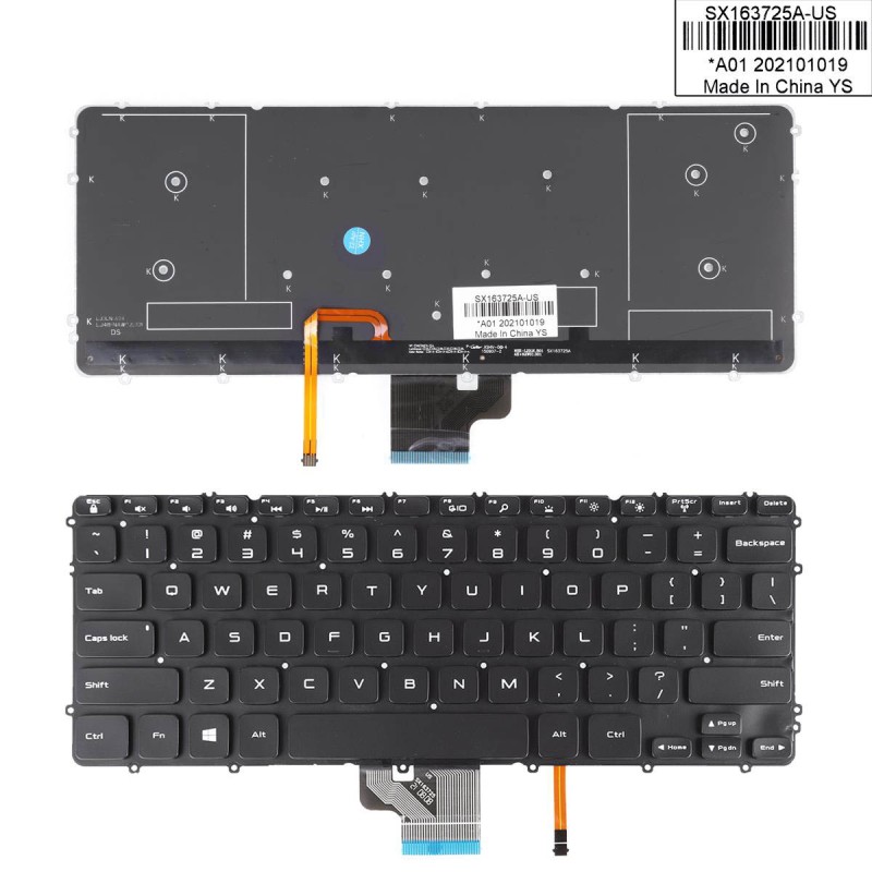 Πληκτρολόγιο Dell Precision M3800 XPS 15 9530, Μαύρο με Backlit, US/UK