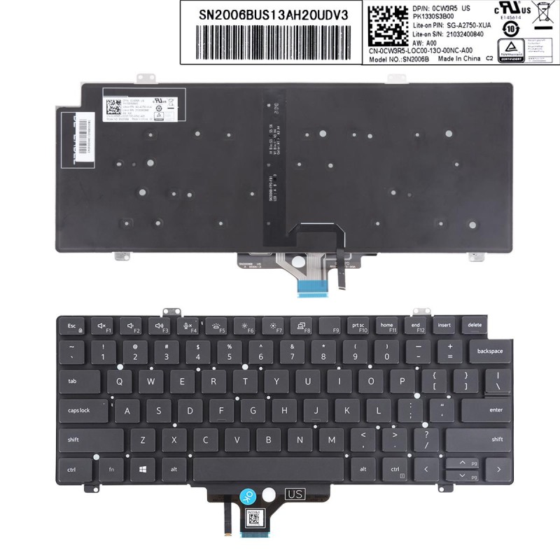 Πληκτρολόγιο Dell Latitude 5420 5430 5440 7420, Μαύρο με Backlit, US/UK - Original