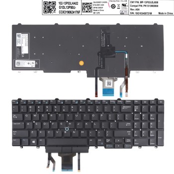 Πληκτρολόγιο Dell E5550, Μαύρο,με Pointing Stick με Backlit, Original, US