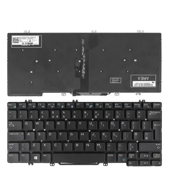 Πληκτρολόγιο Dell Latitude E5280 E5289 E7280 E7390, Μαύρο με Backlit, UK