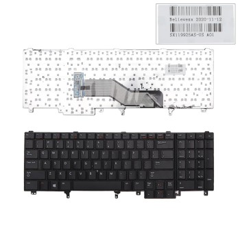 Πληκτρολόγιο Dell Latitude E6520, Μαύρο, US/UK