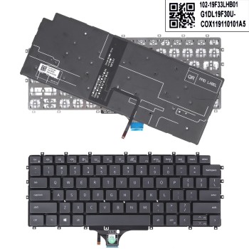 Πληκτρολόγιο Dell Latitude 9510 9520 2-in-1, Μαύρο, χωρίς πλαίσιο, Backlit, US/UK