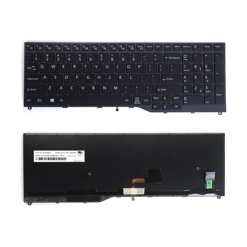 Πληκτρολόγιο Fujitsu LifeBook E458 E558 E459 U757 U758 E559 U759 Γκρί, με Point Stick / Backlit, US/UK