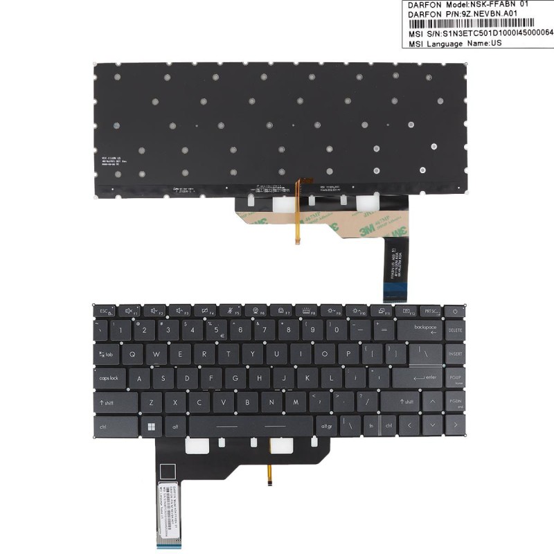 Πληκτρολόγιο MSI GE66 GS66, Ασήμι με Backlit, US/UK