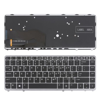 Πληκτρολόγιο HP EliteBook 840 G1 850 G1, Μαύρο Ασήμι με Backlit, US/UK