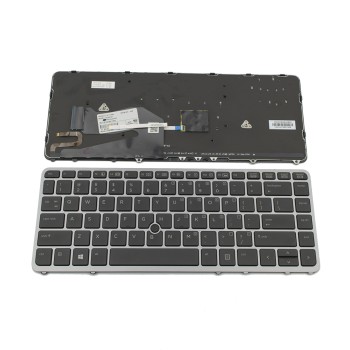 Πληκτρολόγιο HP EliteBook 840 G1 850 G1, Μαύρο Ασήμι με Backlit, με Pointing Stick, US/UK