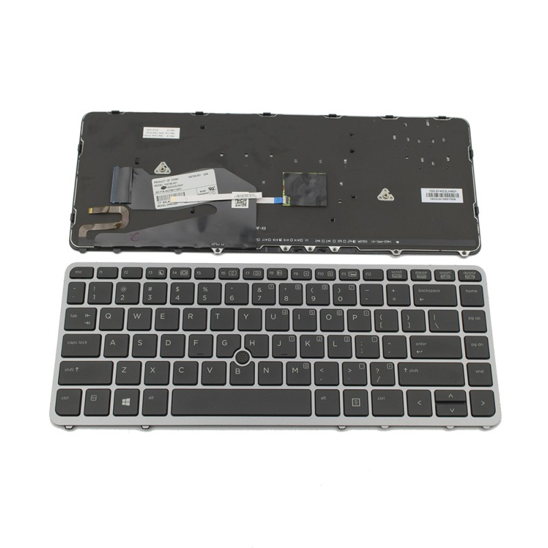 Πληκτρολόγιο HP EliteBook 840 G1 850 G1, Μαύρο Ασήμι με Backlit, με Pointing Stick, US/UK