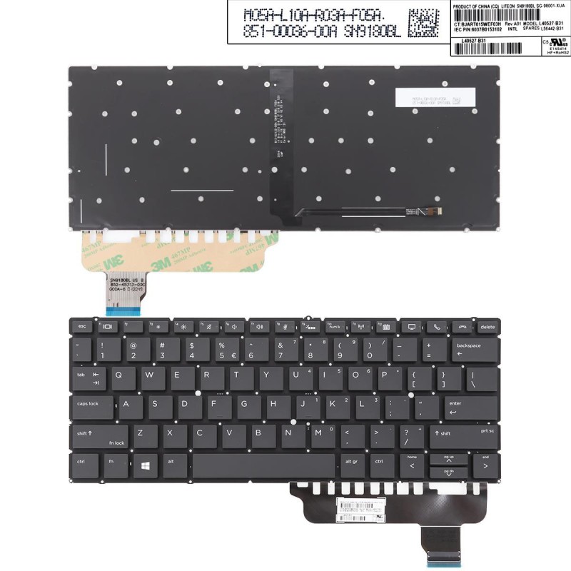 Πληκτρολόγιο HP EliteBook 830 G5 x360 830 G6 x360, Μαύρο με Backlit, US