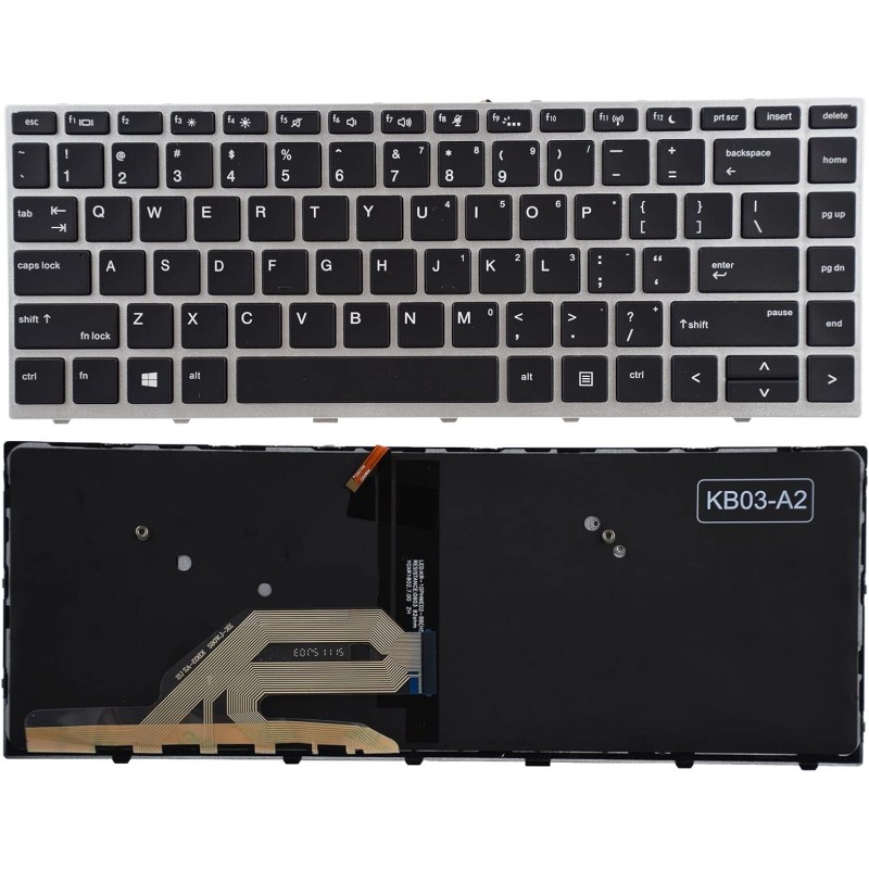 Πληκτρολόγιο HP ProBook 430 G5 440 G5 445 G5 640 G5, Μαύρο Ασήμι με Backlit, US/UK