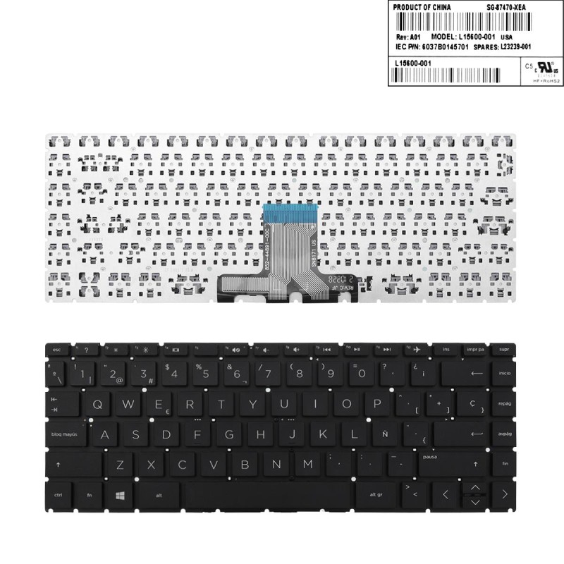 Πληκτρολόγιο HP 14-CD0000 14-CE0000 14-CF0000 14-CK0000 14-CM0000, Μαύρο, US ( +BG Print)
