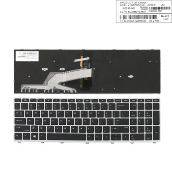 Πληκτρολόγιο HP EliteBook 650 G5, Μαύρο Ασήμι, με Pointing Stick με Backlit, US/UK