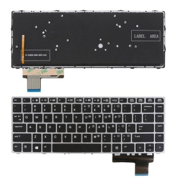 Πληκτρολόγιο HP EliteBook Folio 9470M, Μαύρο Ασήμι με Backlit, US/UK