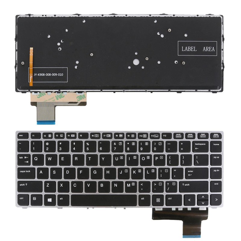 Πληκτρολόγιο HP EliteBook Folio 9470M, Μαύρο Ασήμι με Backlit, US/UK