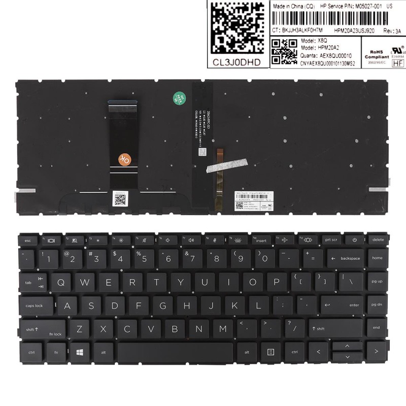 Πληκτρολόγιο HP ProBook 440 G8 445 G8, Μαύρο με Backlit, US