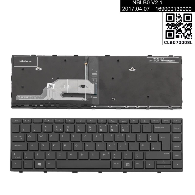 Πληκτρολόγιο HP ProBook 430 G5 440 G5 445 G5, Μαύρο με Backlit, US/UK