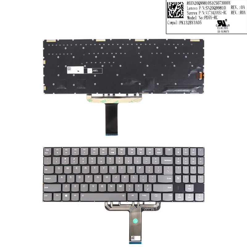 Πληκτρολόγιο Lenovo Lenovo Legion Y730-17ICH Y740-17ICHg Y740-17IRH Y9000K Γκρί με Backlit, US/UK