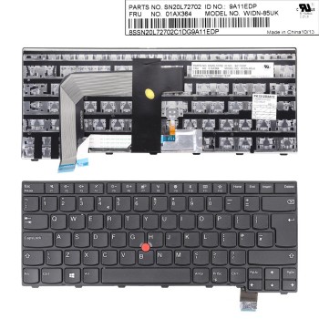 Πληκτρολόγιο Lenovo ThinkPad T460P T470P, Μαύρο, με Pointing Stick, US/UK