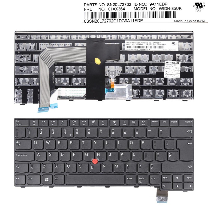Πληκτρολόγιο Lenovo ThinkPad T460P T470P, Μαύρο, με Pointing Stick, US/UK