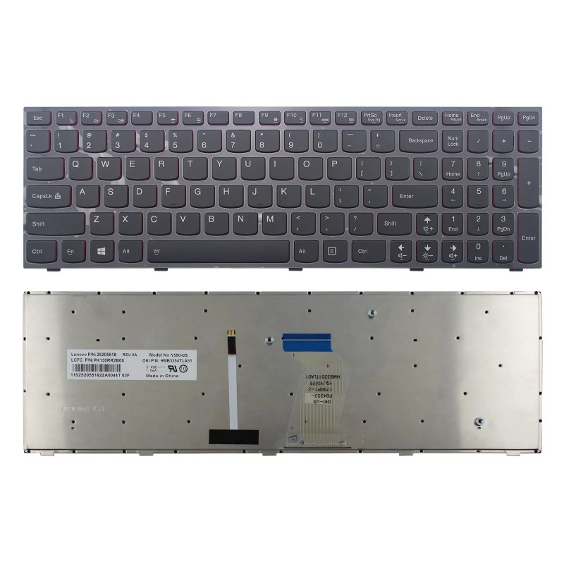 Πληκτρολόγιο Lenovo Y500 Y510 Y510P Y510PA-ISE,Y510PT-ISE, Μαύρο με Backlit, US/UK