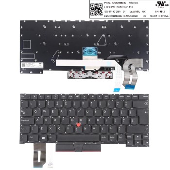 Πληκτρολόγιο Lenovo ThinkPad T490S T495S, Μαύρο, UK