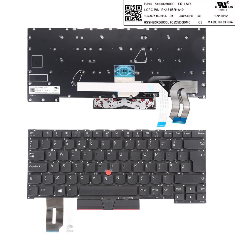 Πληκτρολόγιο Lenovo ThinkPad T490S T495S, Μαύρο, UK