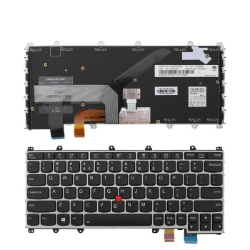 Πληκτρολόγιο Lenovo ThinkPad Yoga 370, Μαύρο Ασήμι με Backlit, US/UK