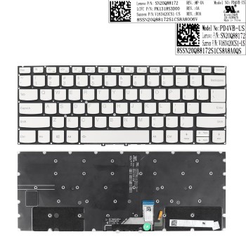 Πληκτρολόγιο Lenovo Yoga C930-13 C930-13IKB, Ασήμι με Backlit, US/UK