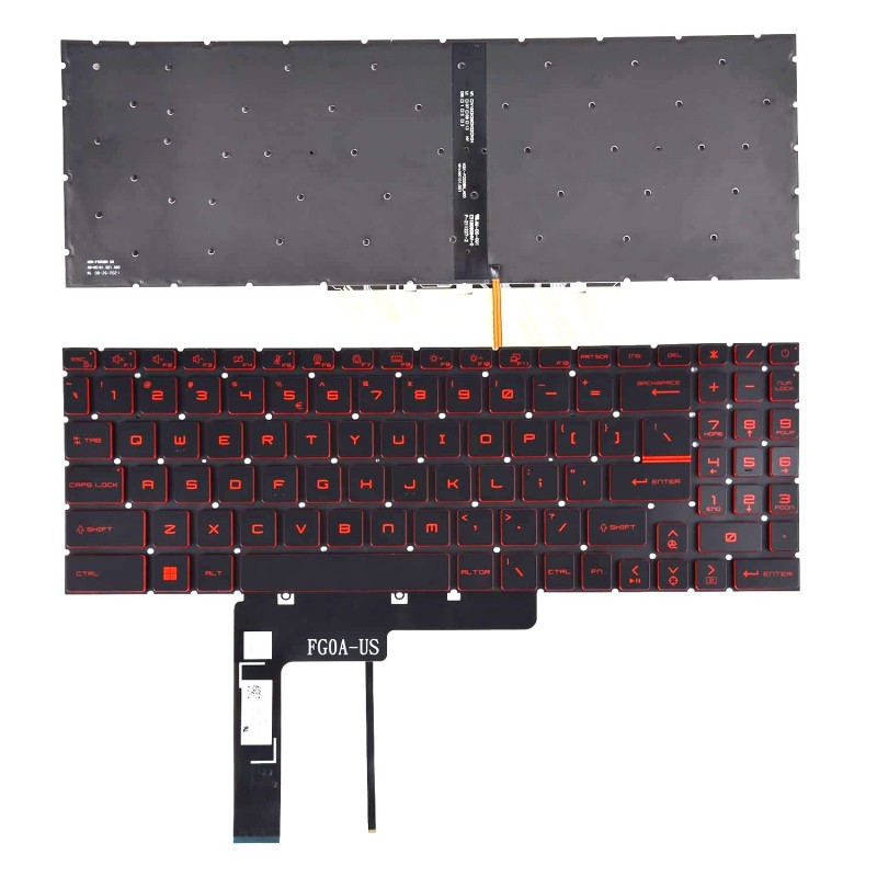 Πληκτρολόγιο MSI Sword 15 MS-1584 MS-17L1 MS-17L2 MS-17L4 MS-17L3 MS-158K, Μαύρο,το κόκκινο με Backlit US/UK