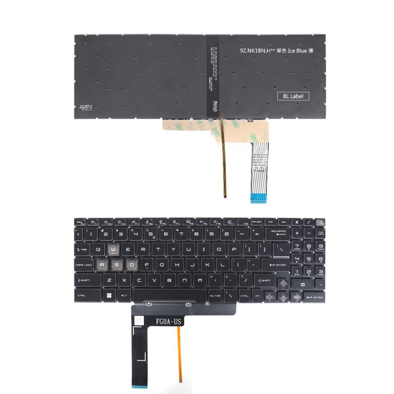 Πληκτρολόγιο MSI Sword 15 MS-1584 MS-17L1 MS-17L2 MS-17L4 MS-17L3 MS-158K, Μαύρο,το κόκκινο με Blue Backlit US/UK