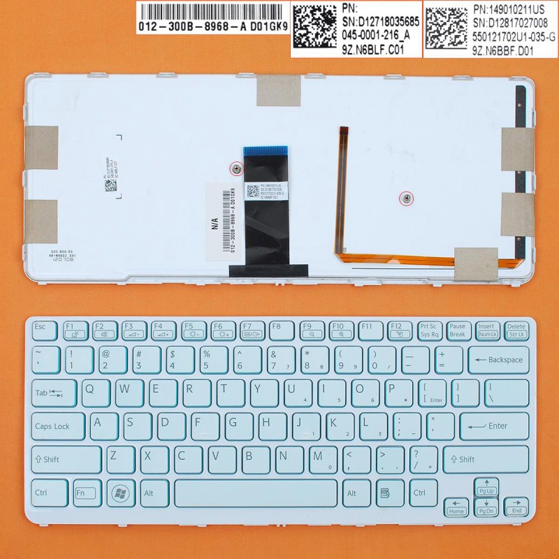 Πληκτρολόγιο Sony Vaio SVE14A, άσπροa άσπροa με Backlit, US/UK