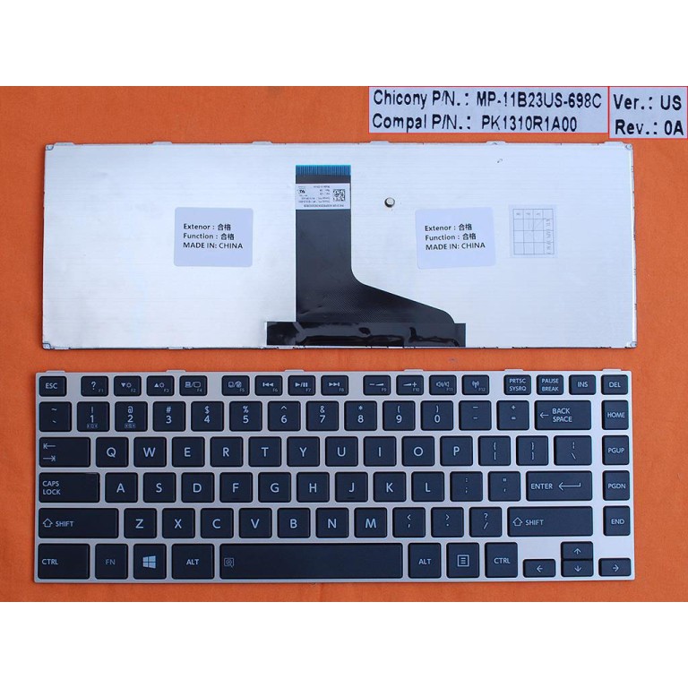 Πληκτρολόγιο Toshiba L830 L840, Μαύρο Ασήμι, US/UK