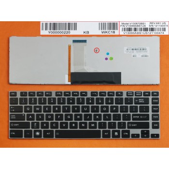 Πληκτρολόγιο Toshiba L830 L840, Μαύρο Ασήμι με Backlit, US/UK