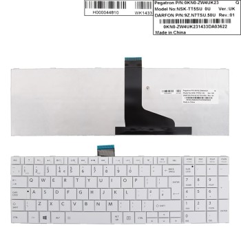 Πληκτρολόγιο Toshiba Satellite C850 C855 C850D L850 L850D, άσπροa, US