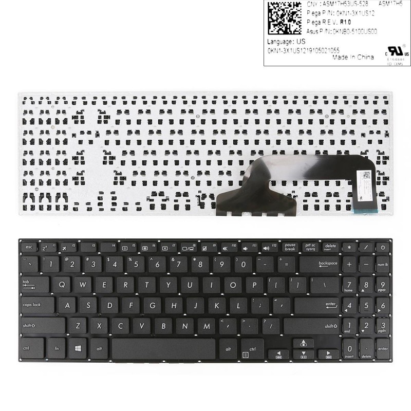 Πληκτρολόγιο Asus X507, Μαύρο, US