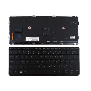 Πληκτρολόγιο HP EliteBook 820 G1, Μαύρο, με Pointing Stick με Backlit, Original, US/UK