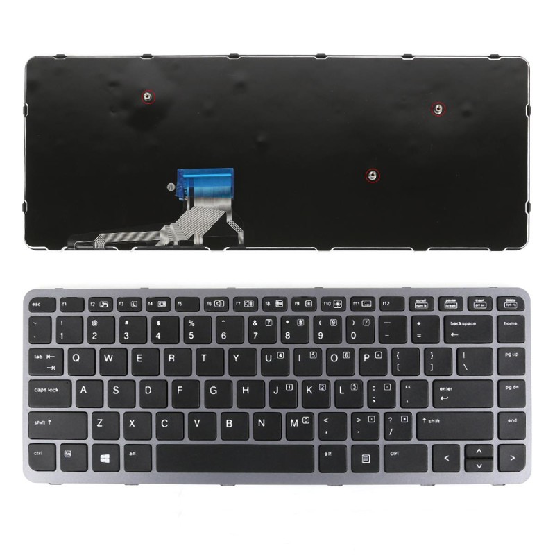 Πληκτρολόγιο HP EliteBook Folio 1000 G1 1040 G1, Μαύρο Ασήμι, US/UK ( +BG Print)