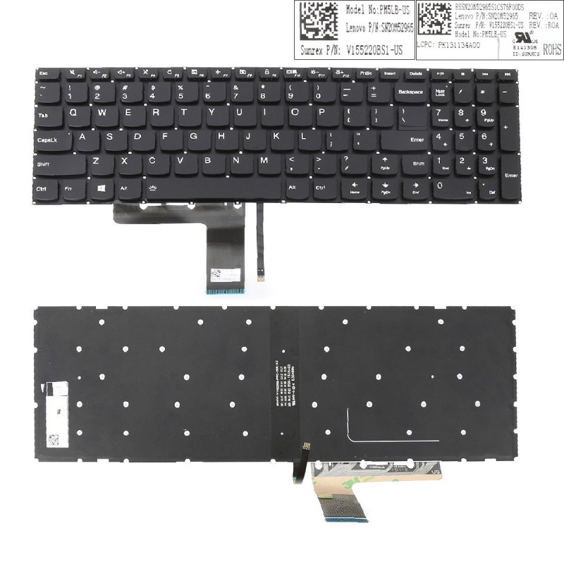 Πληκτρολόγιο Lenovo IdeaPad 310-15ISK 510-15ISK, Μαύρο με Backlit, US/UK