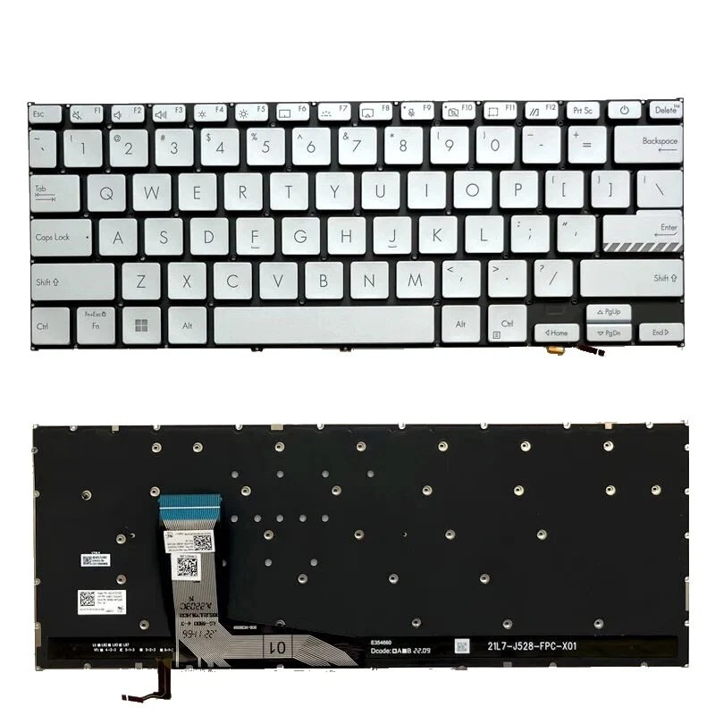 Πληκτρολόγιο Asus VivoBook X1402ZA X1403Z M1402 D1402 F1402, Ασήμι, Backlit US/UK