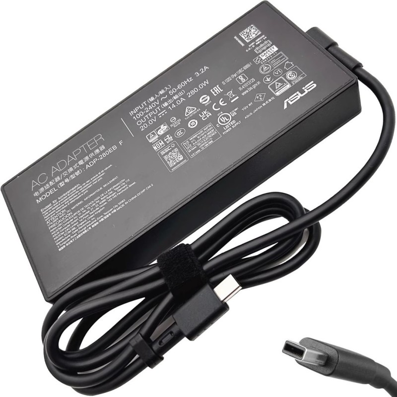 Γνήσιος φορτιστής φορητού υπολογιστή Asus 20V / 14A / 280W (Rectangle Conn)