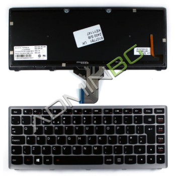Πληκτρολόγιο Lenovo IdeaPad Z400, Μαύρο Ασήμι με Backlit, US/UK ( +BG Print)
