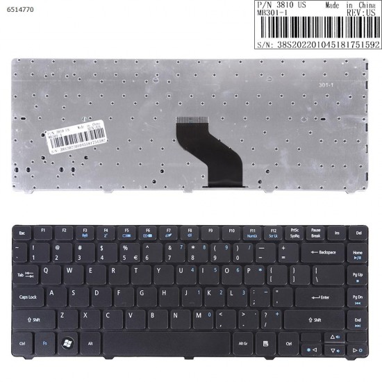 Πληκτρολόγιο Acer Aspire 3810 3810T 4810T 4810 4810TZG 4736 5935, Μαύρο, Mat, US/UK ( +BG Print)