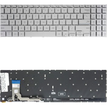 Πληκτρολόγιο Asus W3 W3J A8 F8 N80, Ασήμι, US/UK ( +BG Print)