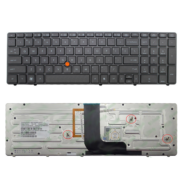 Πληκτρολόγιο HP EliteBook 8560W, Γκρί Γκρί, με Pointing Stick με Backlit, US/UK